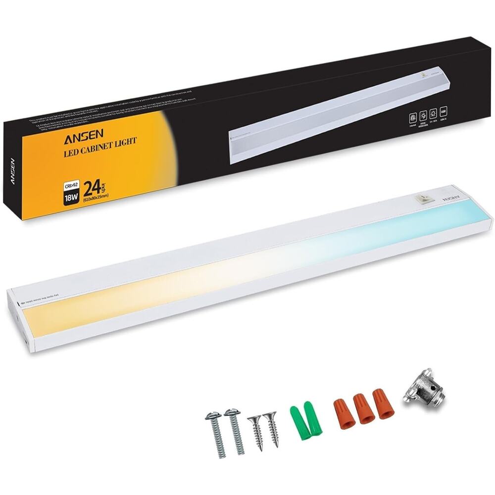 5 Color Ansen 2 Pack 24" Hardwired Under Cabinet LED Lights 18W Dimmable 5CCT